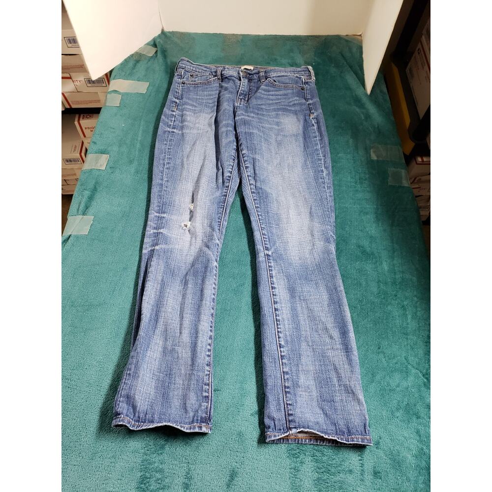 J Crew Jeans Size 27 Womens Blue Denim Pants Stretch Mid Rise Ladies Straight